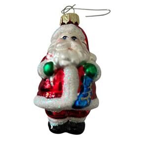 Santa Claus Mouth Blown Glass Tree Ornament Impuls Christmas Hand Painted